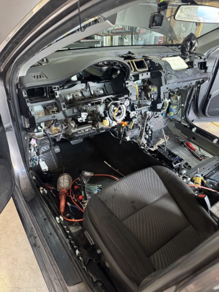 Camry dash removed to reach the HVAC air handler
