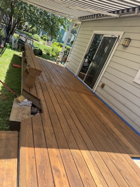Deck after sanding and staining