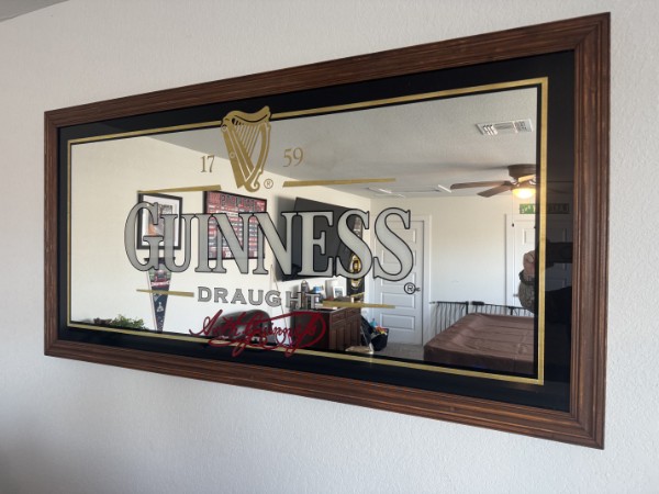 Restored vintage Guinness mirror